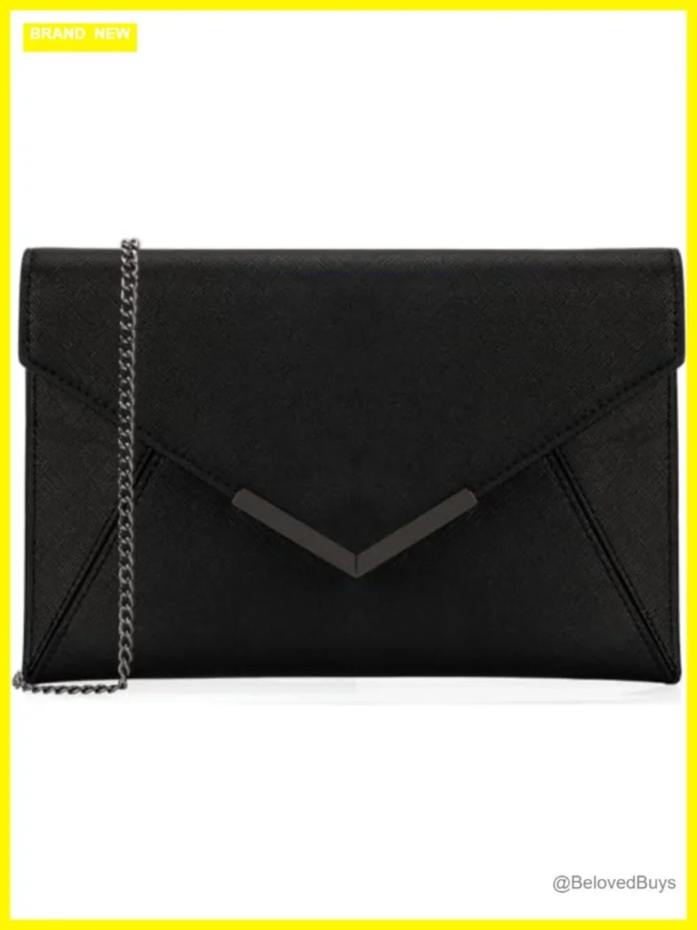 Envelope Clutch Handbag, Faux Saffiano Leather, Medium Foldover Purse with